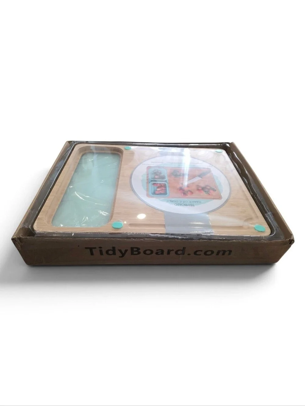 9pc TidyBoard Bamboo Cutting Board Set W/Collapsible Silicone Storage Containers